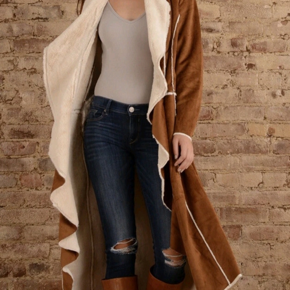 Paparazzi Brown and Cream Cape with Flowing Silhouette